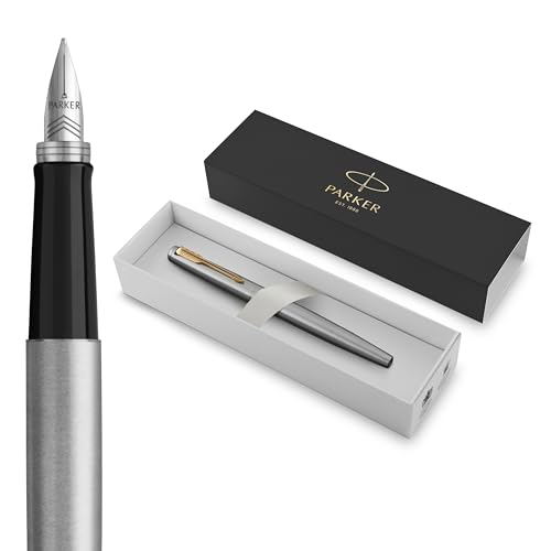Parker Jotter Füller | Edelstahlschaft mit Goldzierteilen | Füllfederhalter mit mittlerer Feder | blaue Tinte | Geschenkbox Parker Jotter Füller | Edelstahlschaft mit Goldzierteilen | Füllfederhalter mit mittlerer Feder | blaue Tinte | Geschenkbox von PARKER