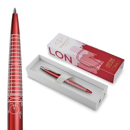 Parker Jotter Kugelschreiber | Special Edition | London-Rot mit Chrome-Zierteilen | Mittlere Spitze | Blaue Tinte | Geschenkbox von PARKER