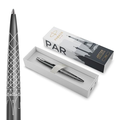 Parker Jotter Kugelschreiber | Special Edition | Paris-Grau mit Chrome-Zierteilen | Mittlere Spitze | Blaue Tinte | Geschenkbox von PARKER