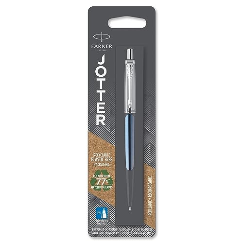 Parker Jotter Kugelschreiber | Waterloo Blue | Mittlere Spitze | Blaue Tinte | Blister-Verpackung von PARKER