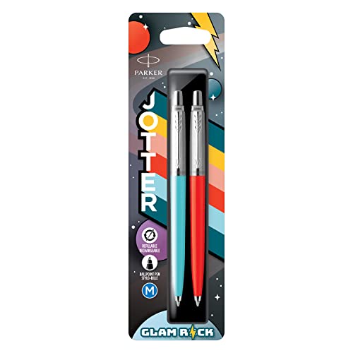 Parker Jotter Originals Kugelschreiber | Glam Rock Collection | Azure Blue & Vermilion | Blaue Tinte | 2 Stück Parker Jotter Originals Kugelschreiber | Glam Rock Collection | Azure Blue & Vermilion | Blaue Tinte | 2 Stück von PARKER