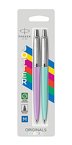 Parker Jotter Originals Kugelschreiber Pastell Edition | Lila & Minze im 1950er Retrolook | Mittlere Stifspitze | Blaue Tinte | 2 Stück von Parker