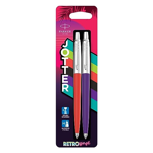 Parker Jotter Originals Kugelschreiber | Retrowave Kollektion | Zinnoberrot und Indigoblau | Blaue Tinte | 2 Stück Parker Jotter Originals Kugelschreiber | Retrowave Kollektion | Zinnoberrot und Indigoblau | Blaue Tinte | 2 Stück von PARKER