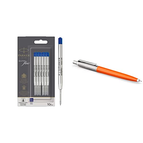Parker Kugelschreiberminen | mittlere Schreibspitze | blaue QUINKflow Tinte | 10 Ersatzminen für Kugelschreiber & Jotter Originals Kugelschreiber | Klassisches Orange | Mittlere Spitze | Blau Tinte Parker Kugelschreiberminen | mittlere Schreibspitze | blaue QUINKflow Tinte | 10 Ersatzminen für Kugelschreiber & Jotter Originals Kugelschreiber | Klassisches Orange | Mittlere Spitze | Blau Tinte von PARKER