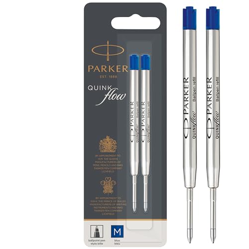 Parker Kugelschreiberminen | mittlere Schreibspitze | blaue QUINKflow Tinte | 2 Ersatzminen für Kugelschreiber von PARKER