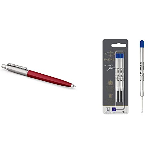 Parker Kugelschreiberminen| mittlere Schreibspitze | blaue QUINKflow Tinte | 3 Ersatzminen für Kugelschreiber & 2096857 Jotter Originals Kugelschreiber | Klassisches Rot | Mittlere Spitze | Blau Tinte Parker Kugelschreiberminen| mittlere Schreibspitze | blaue QUINKflow Tinte | 3 Ersatzminen für Kugelschreiber & 2096857 Jotter Originals Kugelschreiber | Klassisches Rot | Mittlere Spitze | Blau Tinte von PARKER