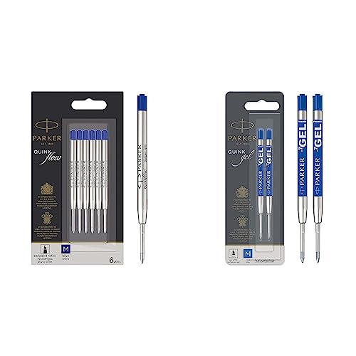 Parker Kugelschreiberminen | mittlere Schreibspitze | blaue QUINKflow Tinte | 6 Ersatzminen für Kugelschreiber & Gelstifteminen | mittlere Schreibspitze (0,7 mm) | blaue QUINK Tinte | 2 Stück von PARKER