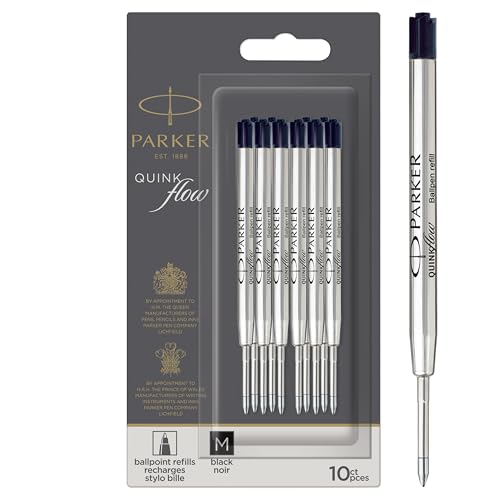 Parker Kugelschreiberminen | mittlere Spitze | schwarze QUINKflow Tinte | 10 Ersatzminen für Kugelschreiber von PARKER