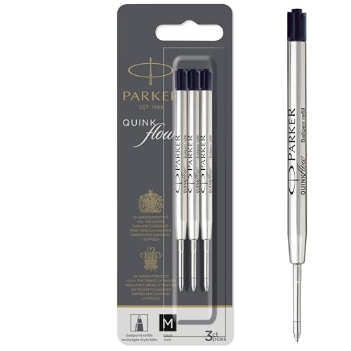 Parker Kugelschreiberminen | mittlere Spitze | schwarze QUINKflow Tinte | 3 Ersatzminen für Kugelschreiber Parker Kugelschreiberminen | mittlere Spitze | schwarze QUINKflow Tinte | 3 Ersatzminen für Kugelschreiber von PARKER