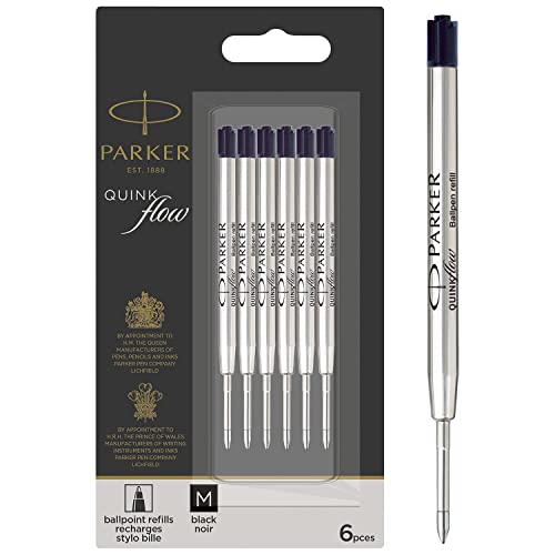Parker Kugelschreiberminen | mittlere Spitze | schwarze QUINKflow Tinte | 6 Ersatzminen für Kugelschreiber Parker Kugelschreiberminen | mittlere Spitze | schwarze QUINKflow Tinte | 6 Ersatzminen für Kugelschreiber von PARKER