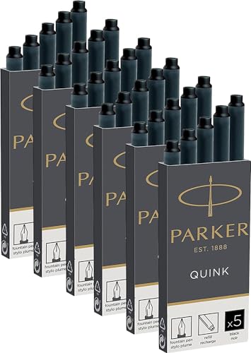 Parker Quink Nachfüllpatronen für Füllfederhalter, lange Patronen, 30er Packung, schwarze tinte Parker Quink Nachfüllpatronen für Füllfederhalter, lange Patronen, 30er Packung, schwarze tinte von PARKER