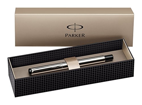 Parker S0723480 Vector Füllfederhalter (edelstahl mit edelstahleinfassung, mittlere Schreibfeder, Geschenkbox) von PARKER