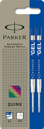 Parker S0881510 Ersatzgelminen Quink (für Kugelschreiber, mittlere Strichbreite, blaue Tinte, 2er-Pack) von PARKER