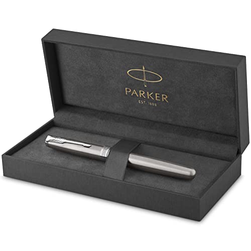Parker Sonnet Füller | Edelstahl mit Palladiumzierteilen | Füllfederhalter mit feiner Feder | Geschenkbox von PARKER