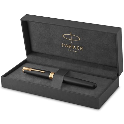 Parker Sonnet Füller | Matt-Schwarze Lackierung mit Goldzierteilen | Füllfederhalter mit feiner Feder | Geschenkbox von PARKER