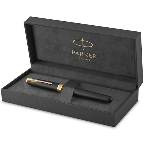 Parker Sonnet Füller | Matt-Schwarze Lackierung mit Goldzierteilen | Füllfederhalter mit mittlerer Feder | Geschenkbox Parker Sonnet Füller | Matt-Schwarze Lackierung mit Goldzierteilen | Füllfederhalter mit mittlerer Feder | Geschenkbox von PARKER