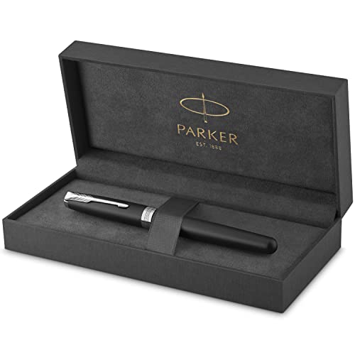 Parker Sonnet Füller | Matt-Schwarze Lackierung mit Palladiumzierteilen | Füllfederhalter mit feiner Feder | Geschenkbox von PARKER