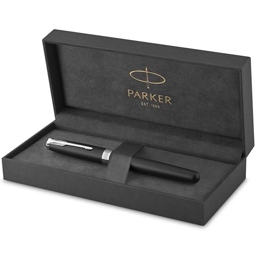 Parker Sonnet Füller | Matt-Schwarze Lackierung mit Palladiumzierteilen | Füllfederhalter mit feiner Feder | Geschenkbox von PARKER