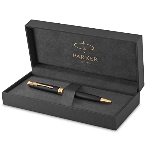 Parker Sonnet Kugelschreiber | Matt-Schwarze Lackierung mit Goldzierteilen | Mittlere Spitze | schwarze Tinte | Geschenkbox von PARKER