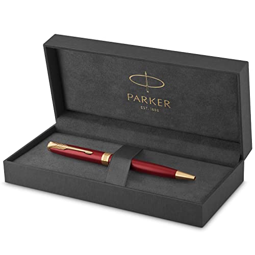 Parker Sonnet Kugelschreiber | Rote Lackierung mit Goldzierteilen | Mittlere Spitze | schwarze Tinte | Geschenkbox von PARKER