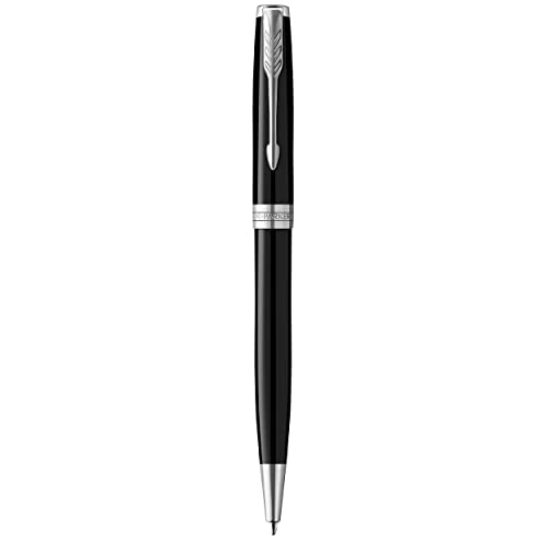 Parker Sonnet Kugelschreiber | Schwarze Lackierung mit Palladiumzierteilen | Mittlere Spitze | schwarze Tinte | Geschenkbox von Parker