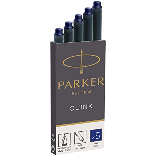 Parker Tintenpatronen für Füller | lange Patronen | blaue QUINK Tinte | 5 Stück von PARKER