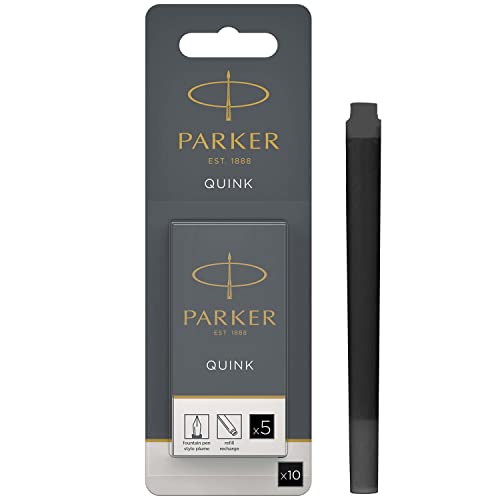 Parker Tintenpatronen für Füller | lange Patronen | schwarze QUINK Tinte | 10 Stück (Blister-Packung) von PARKER