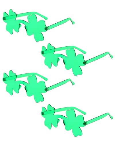 PARSUP 4 Paar St. Patricks Day Brille, irische grüne vierblättrige Kleeblatt-Brille für St. Patricks Day Party Requisiten Gastgeschenke, St. Paddy Day Neuheit Zubehör für Männer Frauen Outfits PARSUP 4 Paar St. Patricks Day Brille, irische grüne vierblättrige Kleeblatt-Brille für St. Patricks Day Party Requisiten Gastgeschenke, St. Paddy Day Neuheit Zubehör für Männer Frauen Outfits von PARSUP