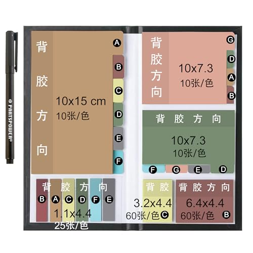 Pastellfarbene transparente Haftnotizen, durchsichtige Haftnotizen, 2-in-1 klare Haftnotizen und Index-Tabs, Set zum Lesen von Büchern, Anmerkung von Seitenregistern, Seitenmarker, Schulbedarf von PARTSPOWER