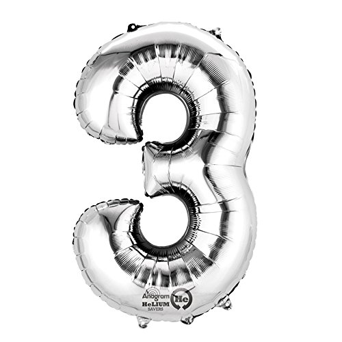 NEU Folienballon Mini Zahl 3, silber, 36 cm NEU Folienballon Mini Zahl 3, silber, 36 cm von PARTY DISCOUNT