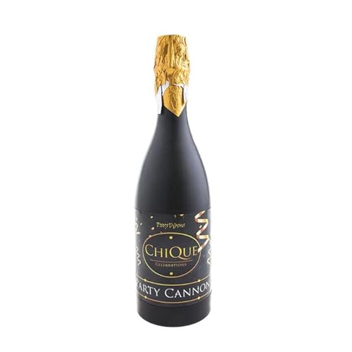 NEU Konfettikanone Champagner- / Sektflasche, Gold-Schwarz, 33 cm von PARTY DISCOUNT