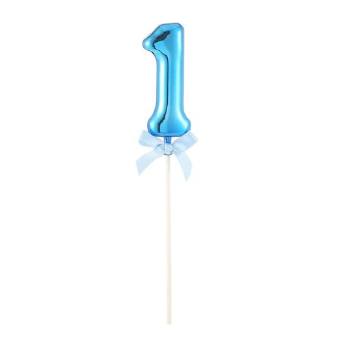 NEU Kuchen/Cake-Topper Mini Ziffer am Stab, 9 cm, Zahl 1, blau, Stab ca. 15cm von PARTY DISCOUNT