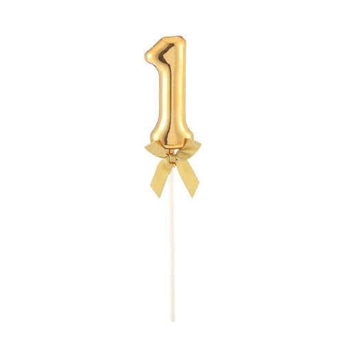 NEU Kuchen/Cake-Topper Mini Ziffer am Stab, 9 cm, Zahl 1, gold, Stab ca. 15cm von PARTY DISCOUNT