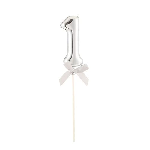 NEU Kuchen/Cake-Topper Mini Ziffer am Stab, 9 cm, Zahl 1, silber, Stab ca. 15cm von PARTY DISCOUNT