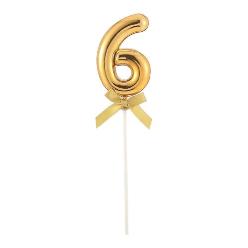 NEU Kuchen/Cake-Topper Mini Ziffer am Stab, 9 cm, Zahl 6, gold, Stab ca. 15cm von PARTY DISCOUNT