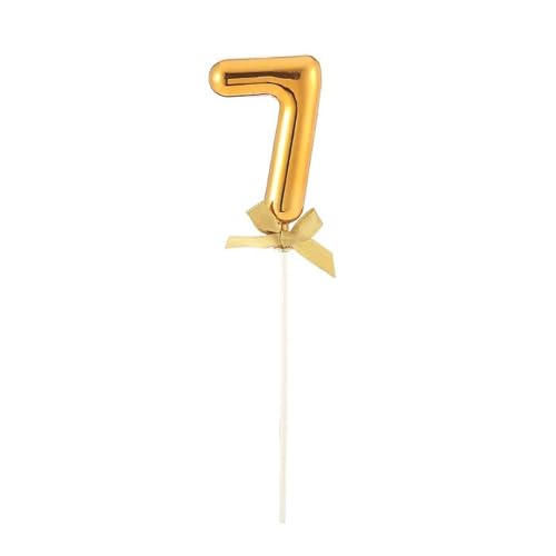 NEU Kuchen/Cake-Topper Mini Ziffer am Stab, 9 cm, Zahl 7, gold, Stab ca. 15cm von PARTY DISCOUNT