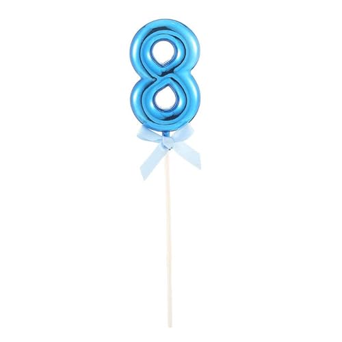 NEU Kuchen/Cake-Topper Mini Ziffer am Stab, 9 cm, Zahl 8, blau, Stab ca. 15cm von PARTY DISCOUNT