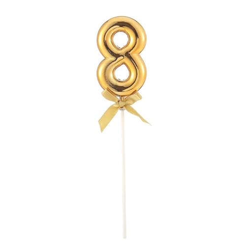 NEU Kuchen/Cake-Topper Mini Ziffer am Stab, 9 cm, Zahl 8, gold, Stab ca. 15cm von PARTY DISCOUNT