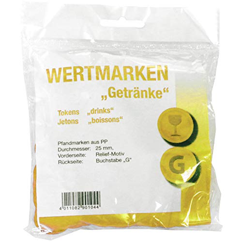 PARTY DISCOUNT® Sale Wertmarken-Chips Getränke, gelb, 100 STK. von PARTY DISCOUNT