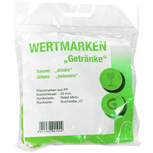 PARTY DISCOUNT® Sale Wertmarken-Chips Getränke, grün, 100 STK. von PARTY DISCOUNT
