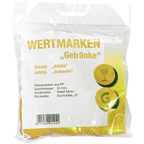 PARTY DISCOUNT® Wertmarken-Chips Getränke, gelb, 100 STK. von PARTY DISCOUNT