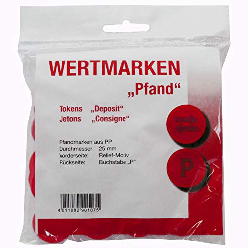 PARTY DISCOUNT® Wertmarken-Chips Pfand, rot, 100 STK. von PARTY DISCOUNT