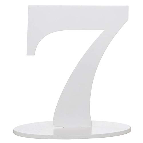 PARTY DISCOUNT® Zahl 7 aus Holz, mit Halterung, weiß, 16 cm von PARTY DISCOUNT