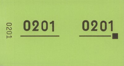PARTY DISCOUNT Doppelnummern- Block 1000 Abrisse Nr. 01-1000 grün von PARTY DISCOUNT