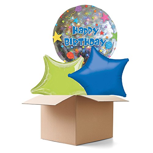 Ballongrüsse Happy Birthday, Konfetti, 3 Ballons von PARTY DISCOUNT