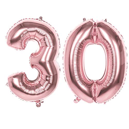 PARTY DISCOUNT Folienballon Groß Zahl 30, Rose Gold, 86cm, mit Helium befüllbar von PARTY DISCOUNT
