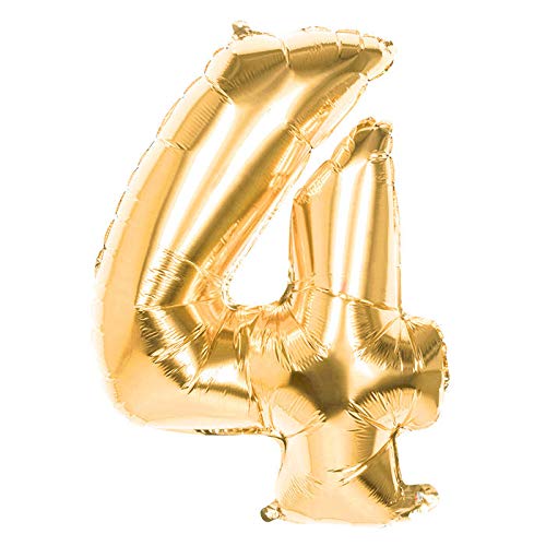 PARTY DISCOUNT Folienballon Mini Zahl 4, Gold, 36cm von PARTY DISCOUNT