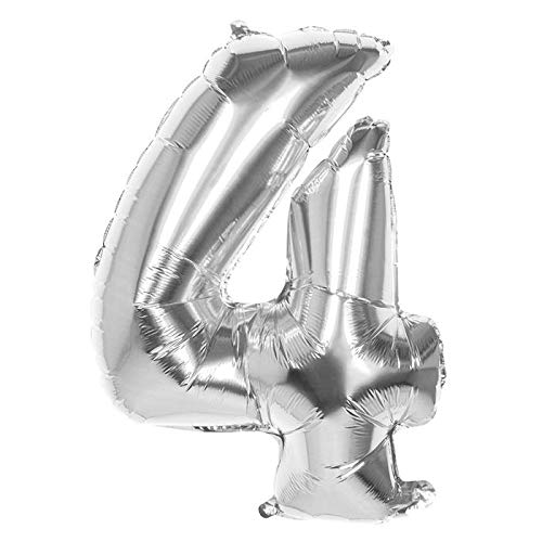 PARTY DISCOUNT Folienballon Mini Zahl 4, Silber, 36cm von PARTY DISCOUNT