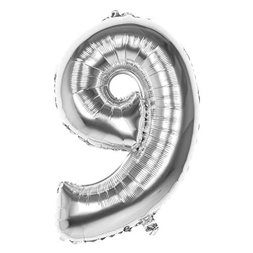 PARTY DISCOUNT Folienballon Mini Zahl 9, Silber, 36cm von PARTY DISCOUNT