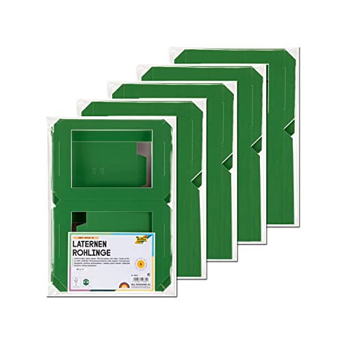 PARTY DISCOUNT NEU Laternen Rohlinge zum Stecken, 400g/m², Eckig: 13,5x13,5x18cm, 5 Stück, Grün von PARTY DISCOUNT